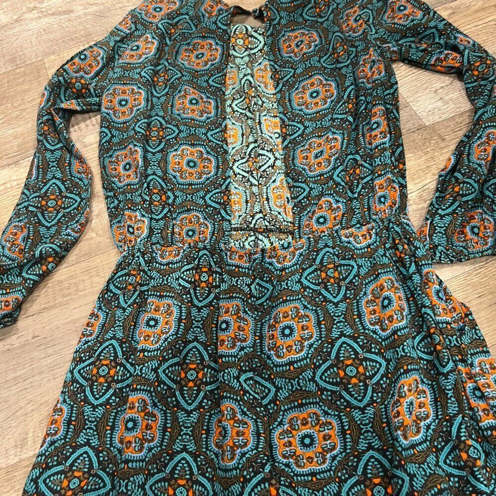 Patrons of Peace | Long Sleeve Open Back Romper Boho Teal‎ Women’s Size M - Picture 11 of 11